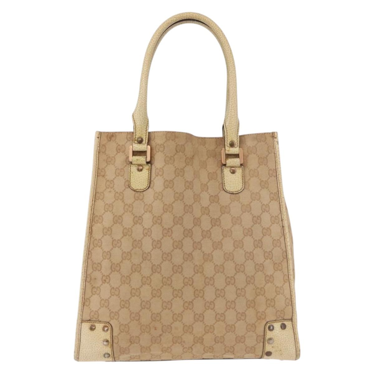 GUCCI GG Canvas Tote Bag Beige 124261 Auth 185806