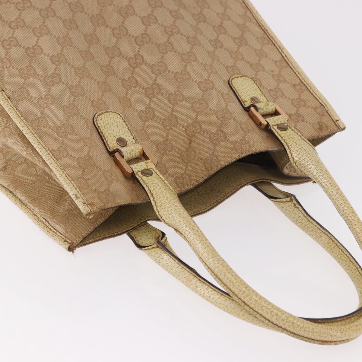 GUCCI GG Canvas Tote Bag Beige 124261 Auth 185806