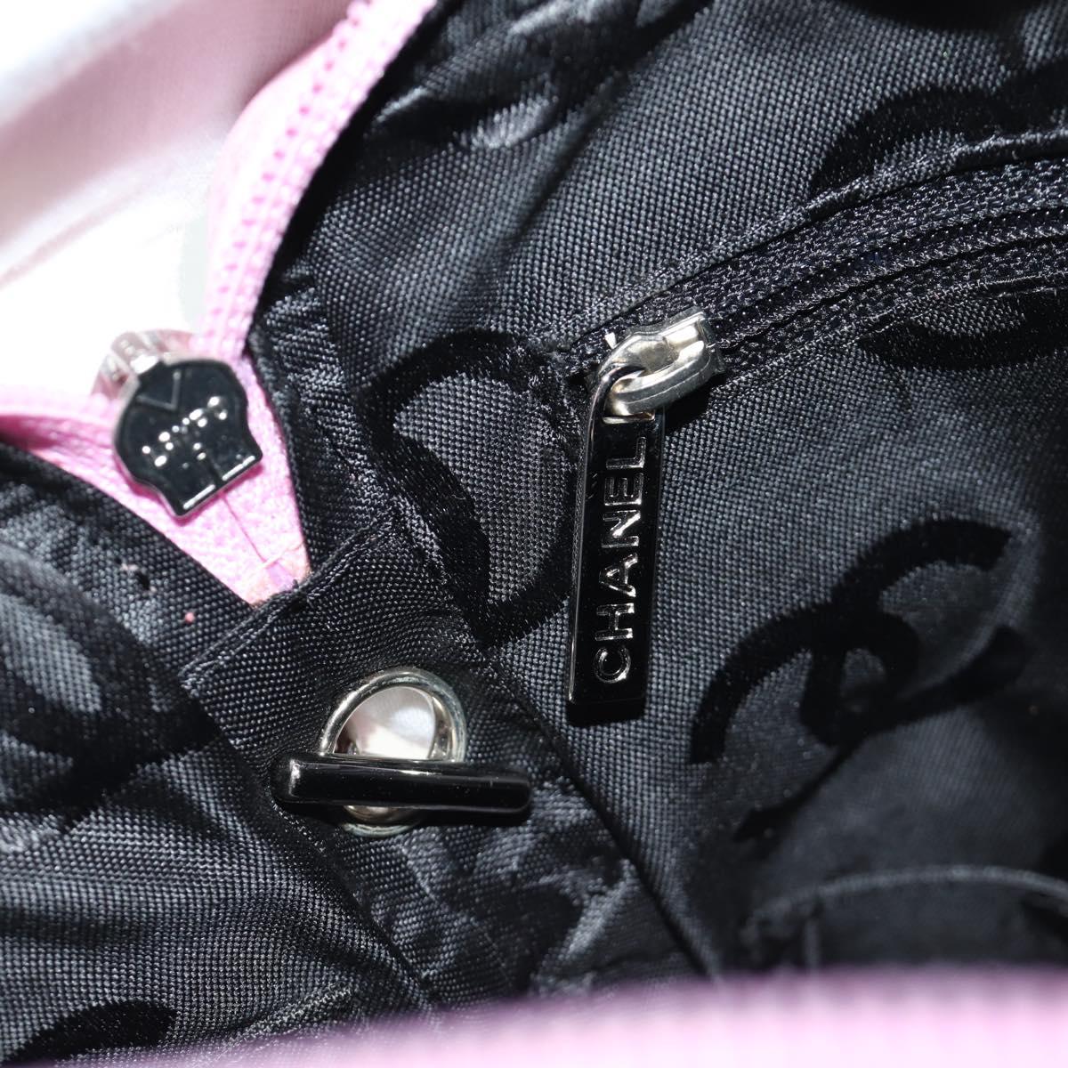 CHANEL Matelasse Cambon Line Shoulder Bag Leather Pink Silver CC Auth 185807SAM