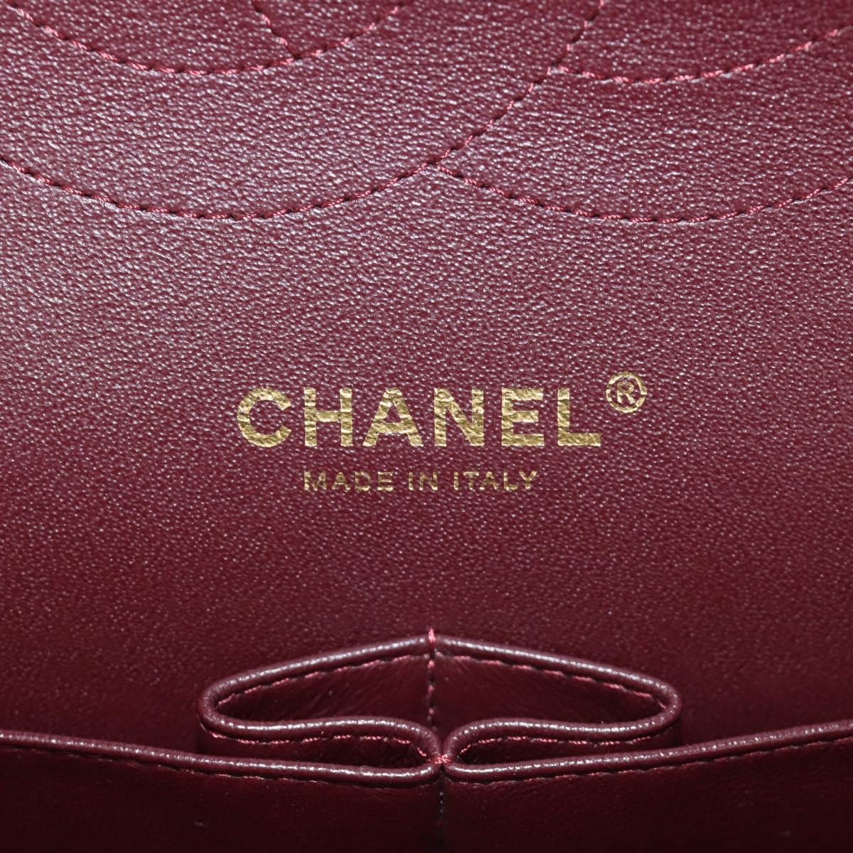 CHANEL Matelasse 30 Chain Double Flap Bag Lamb Skin Gold Black CC Auth 185808SM