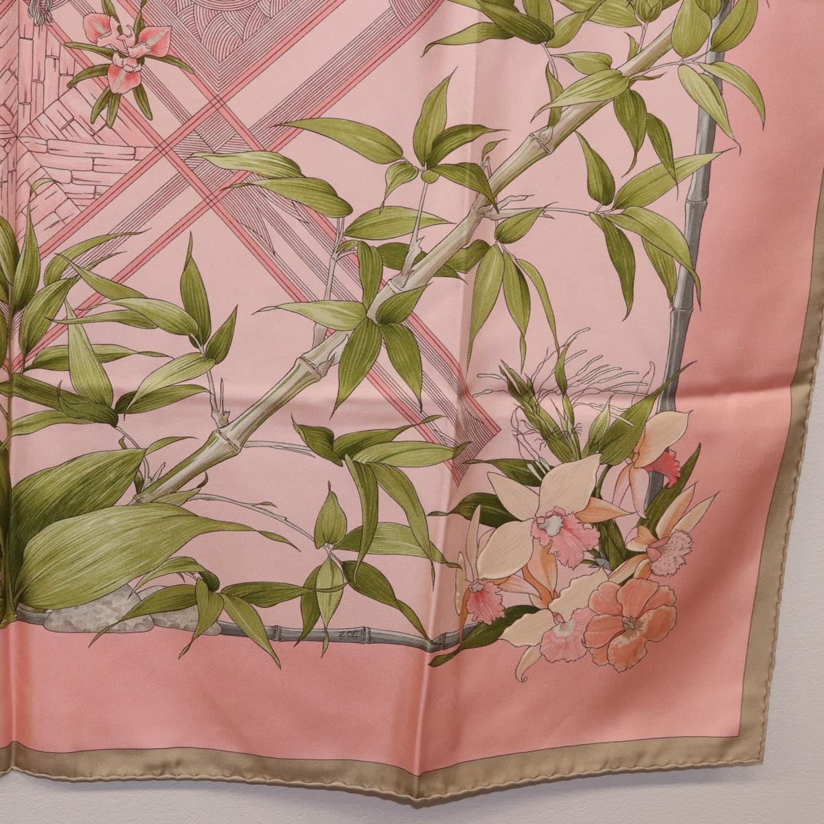 HERMES Carre 90 Scarf ""SERENITE"" Silk Pink Auth 185810