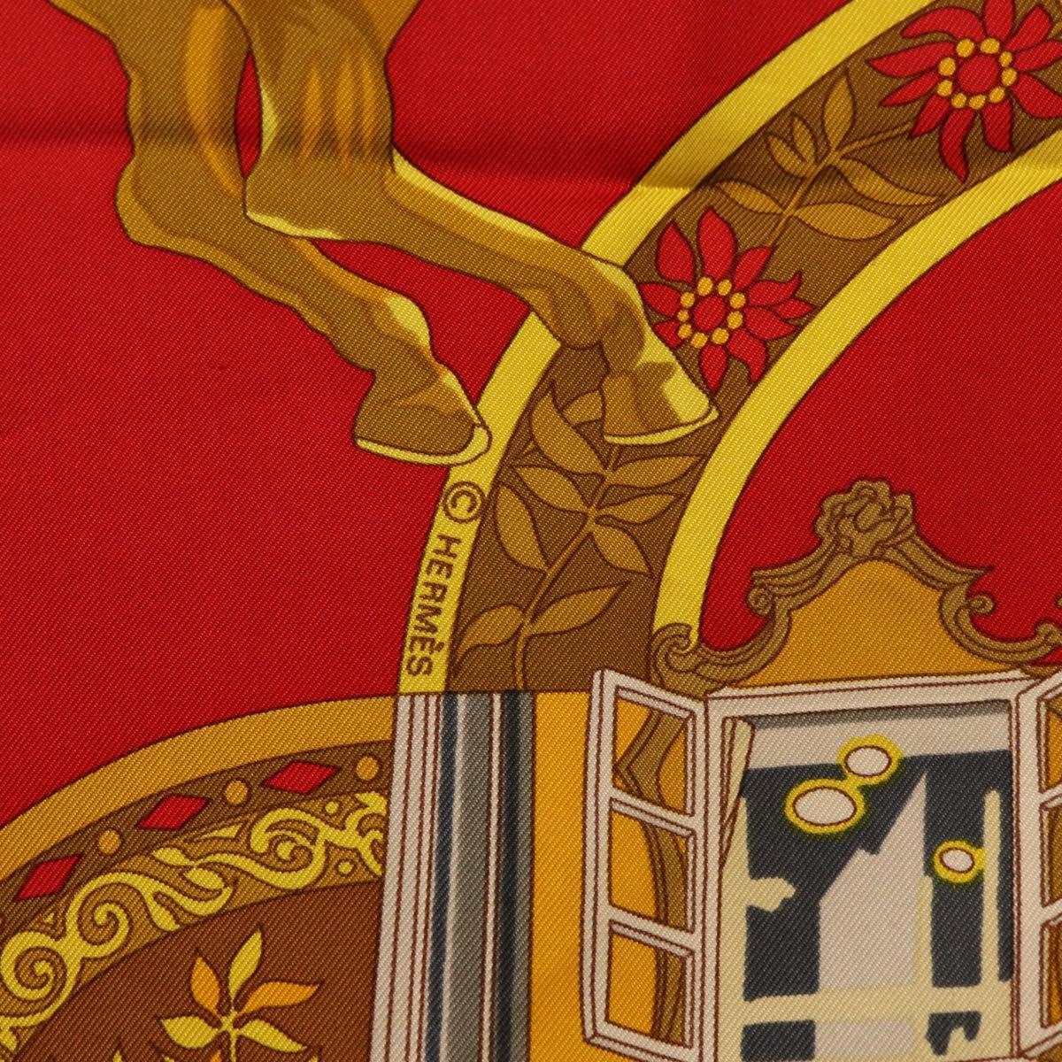 HERMES Carre 90 Scarf ""IN SALZBURG"" Silk Red Auth 185811