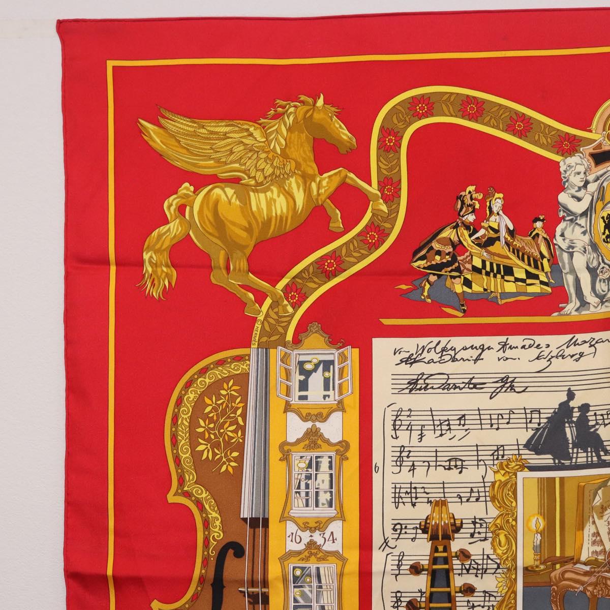 HERMES Carre 90 Scarf ""IN SALZBURG"" Silk Red Auth 185811