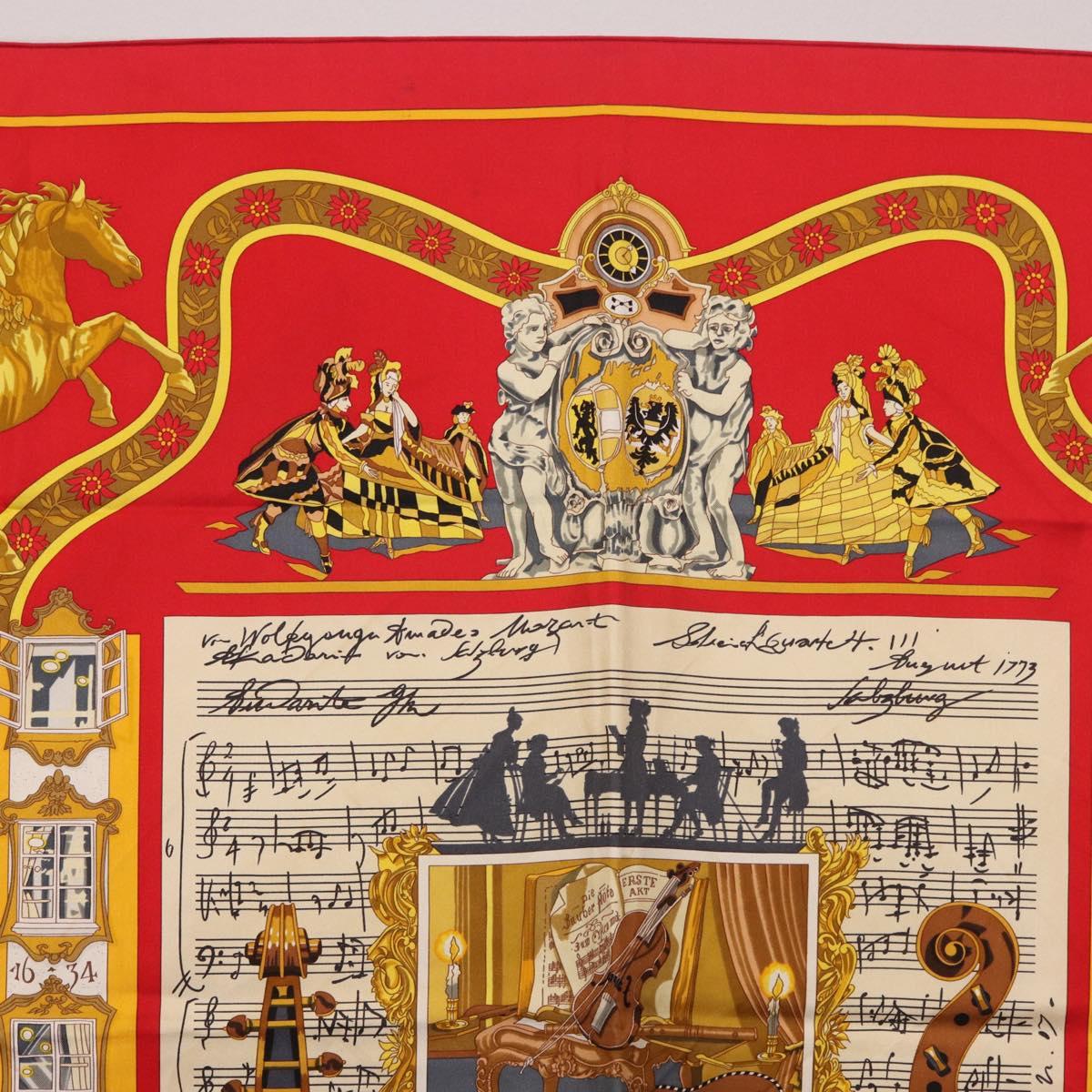 HERMES Carre 90 Scarf ""IN SALZBURG"" Silk Red Auth 185811