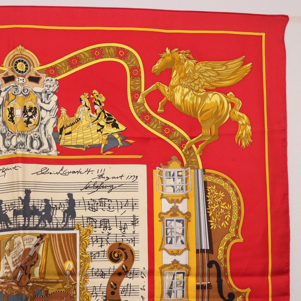 HERMES Carre 90 Scarf ""IN SALZBURG"" Silk Red Auth 185811