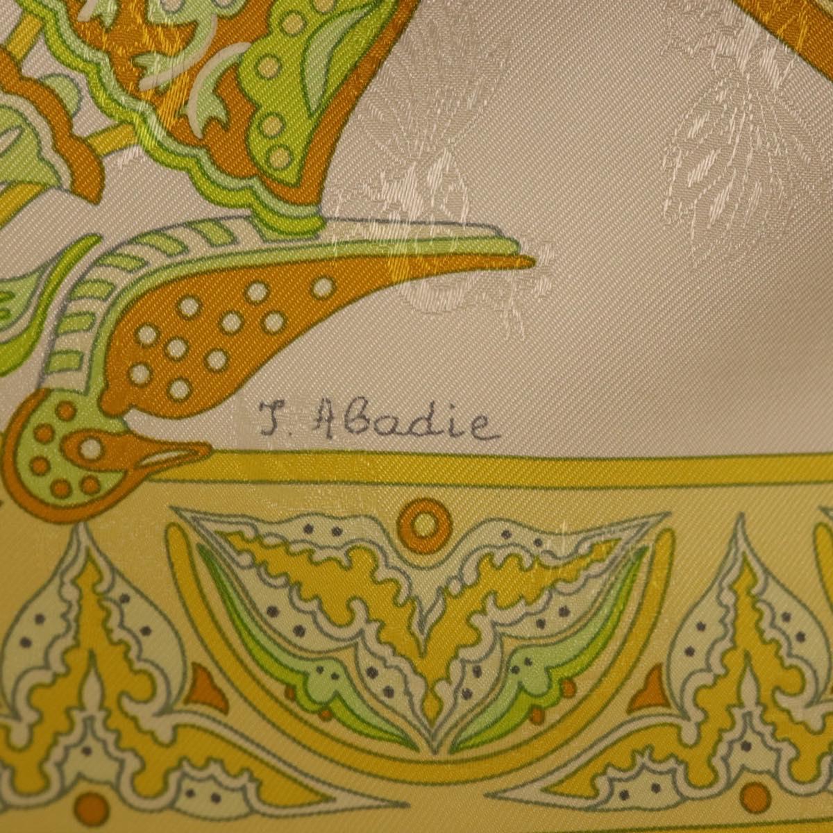 HERMES Carre 90 Scarf ""CIELS BYZANTINS"" Silk Yellow Auth 185812