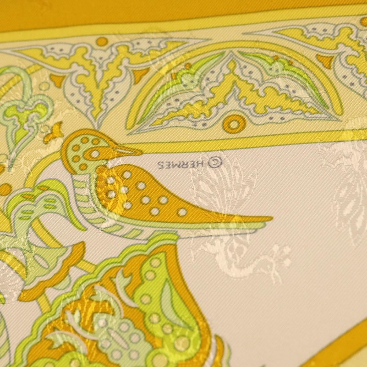 HERMES Carre 90 Scarf ""CIELS BYZANTINS"" Silk Yellow Auth 185812