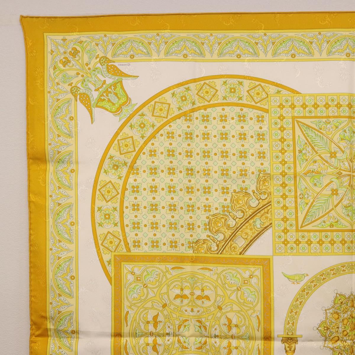 HERMES Carre 90 Scarf ""CIELS BYZANTINS"" Silk Yellow Auth 185812