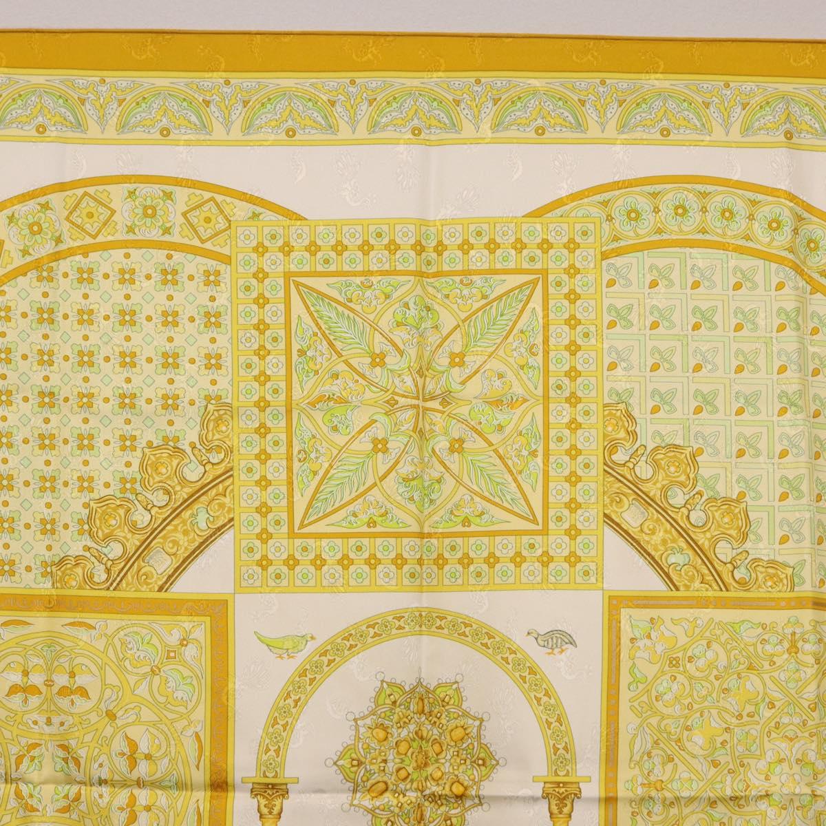 HERMES Carre 90 Scarf ""CIELS BYZANTINS"" Silk Yellow Auth 185812