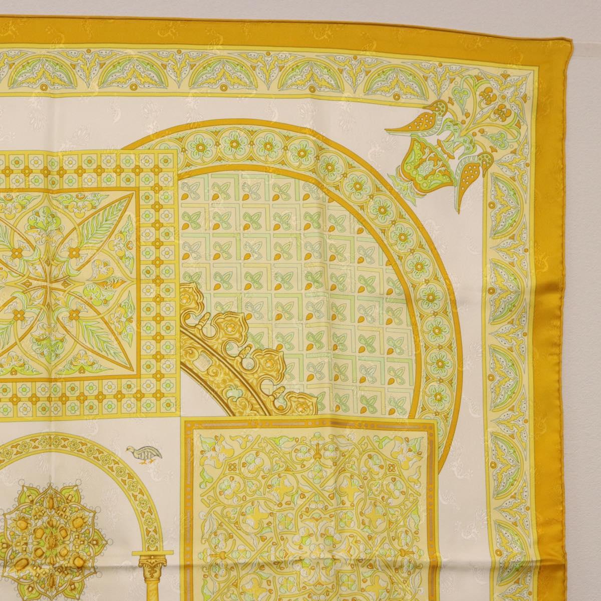 HERMES Carre 90 Scarf ""CIELS BYZANTINS"" Silk Yellow Auth 185812