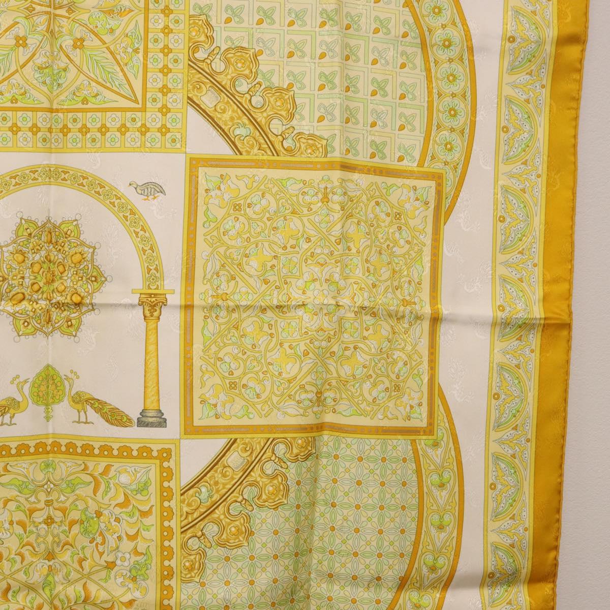 HERMES Carre 90 Scarf ""CIELS BYZANTINS"" Silk Yellow Auth 185812