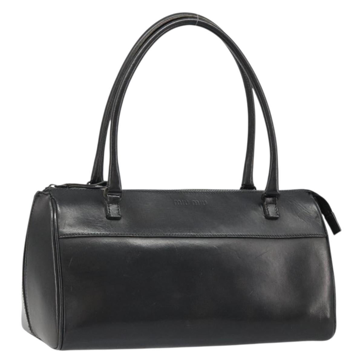 Miu Miu Hand Bag Leather Black Auth 185814A