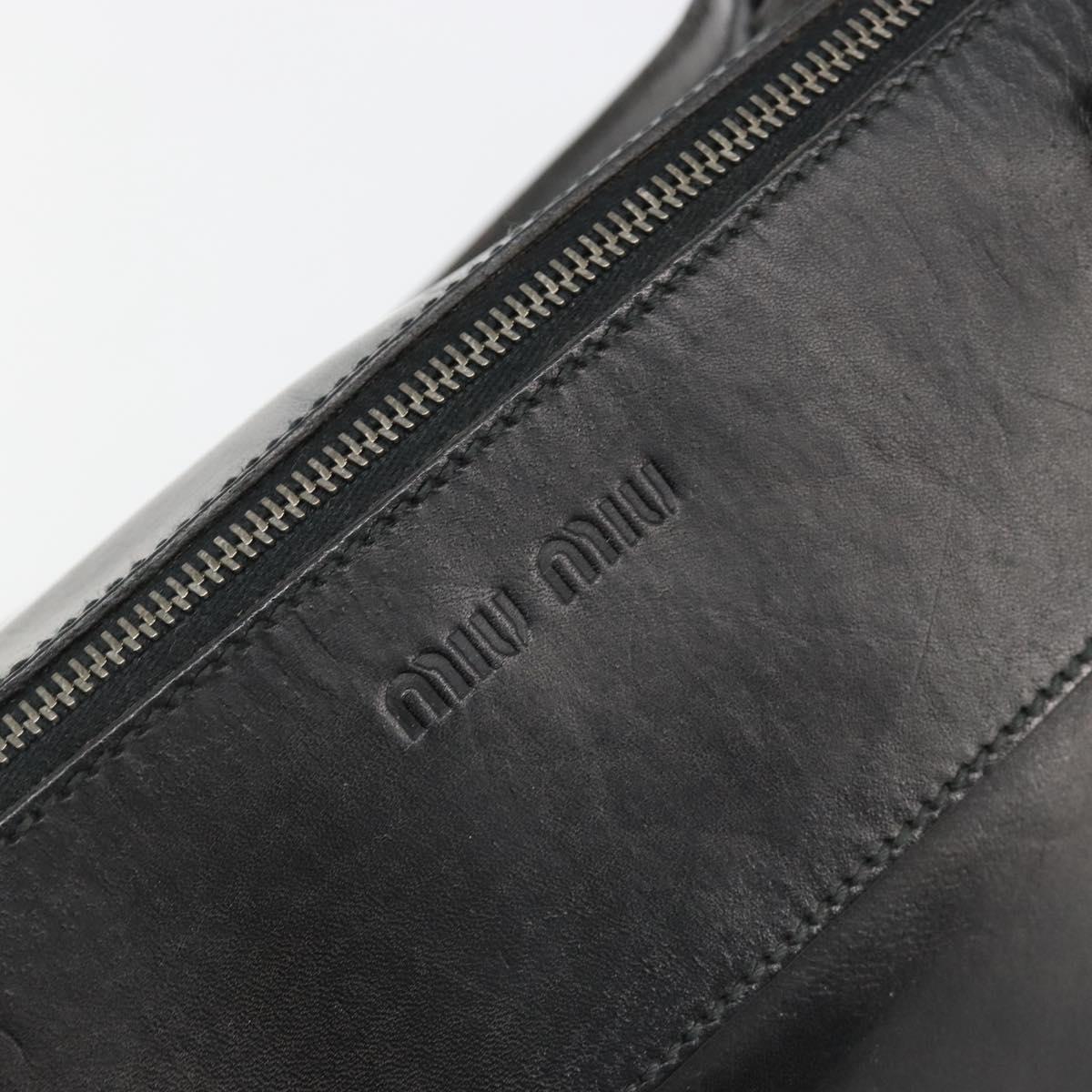 Miu Miu Hand Bag Leather Black Auth 185814A