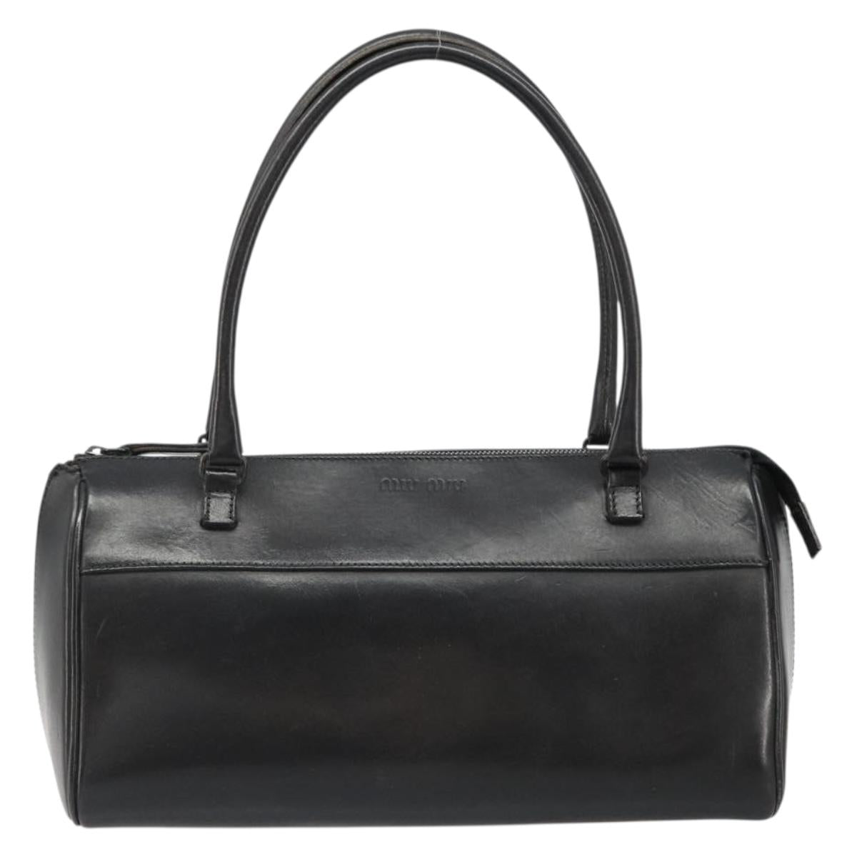 Miu Miu Hand Bag Leather Black Auth 185814A