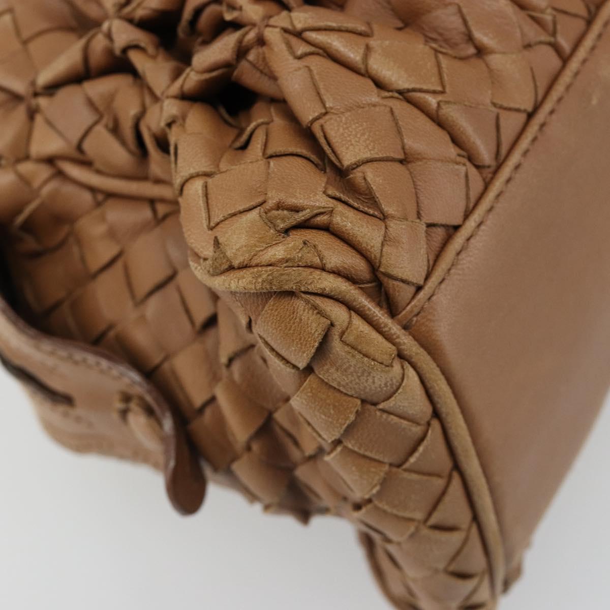 BOTTEGA VENETA INTRECCIATO Hand Bag Leather Brown Silver Auth 185815A
