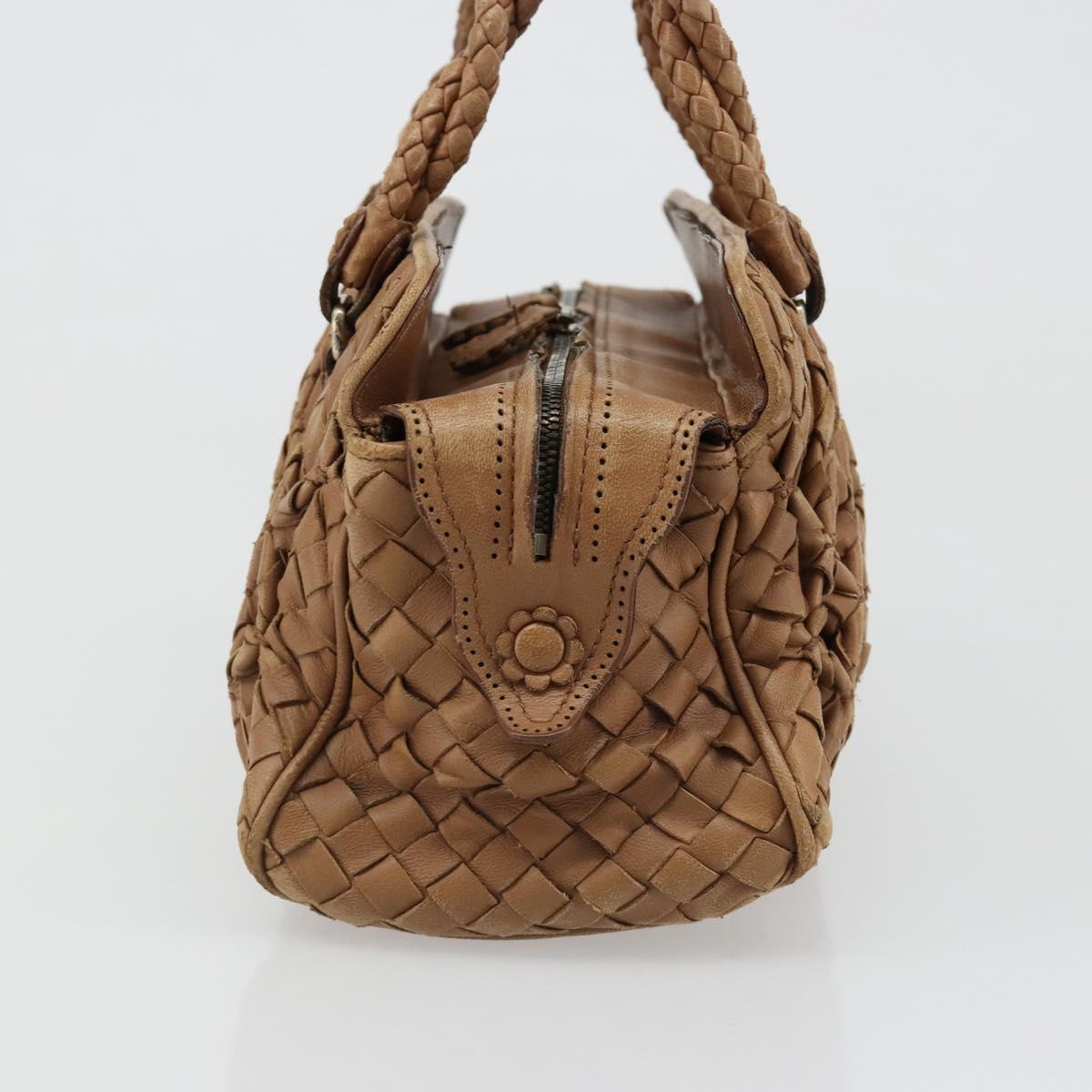 BOTTEGA VENETA INTRECCIATO Hand Bag Leather Brown Silver Auth 185815A