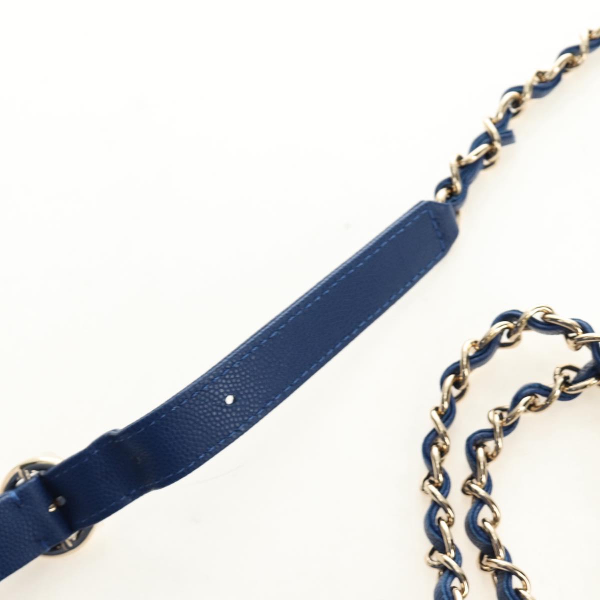 CHANEL Matelasse Chain Backpack Caviar Skin Blue Gold CC Auth 185816SM