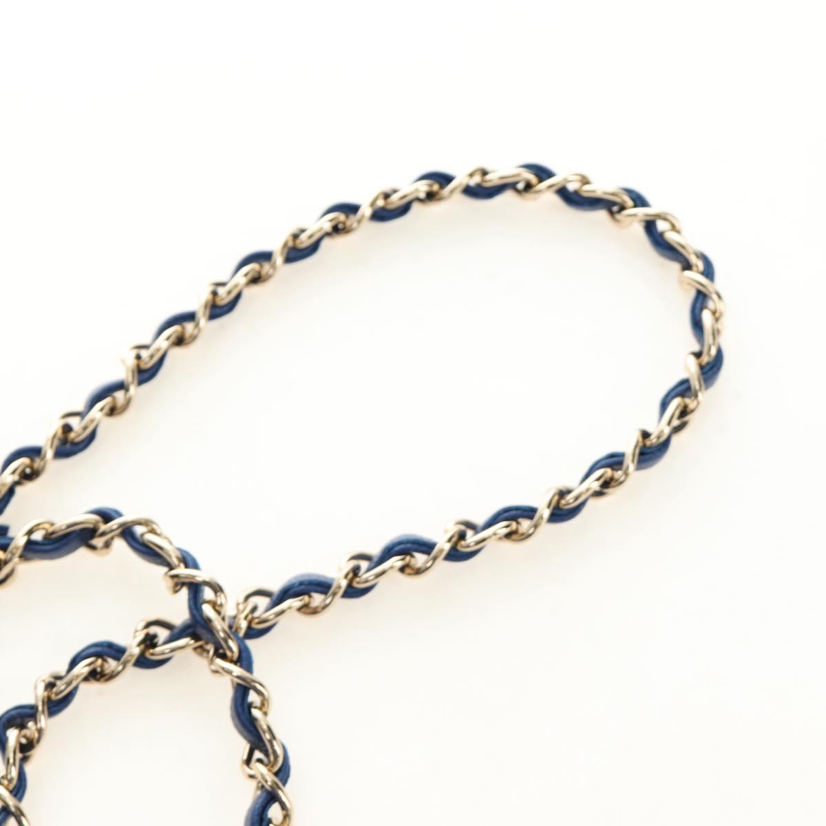 CHANEL Matelasse Chain Backpack Caviar Skin Blue Gold CC Auth 185816SM