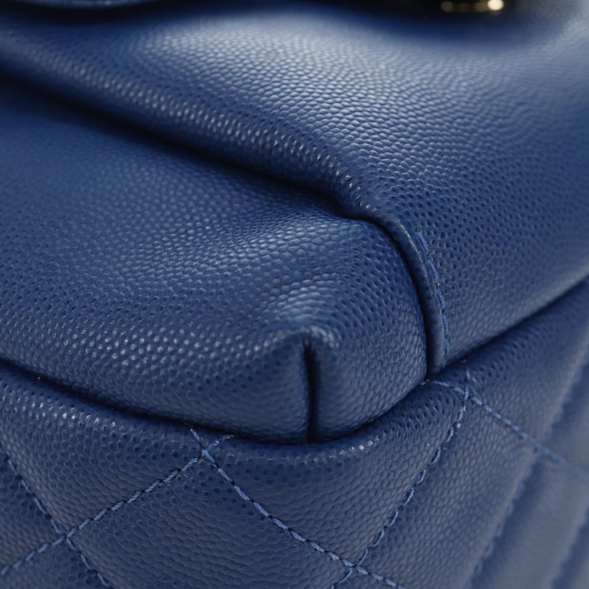 CHANEL Matelasse Chain Backpack Caviar Skin Blue Gold CC Auth 185816SM