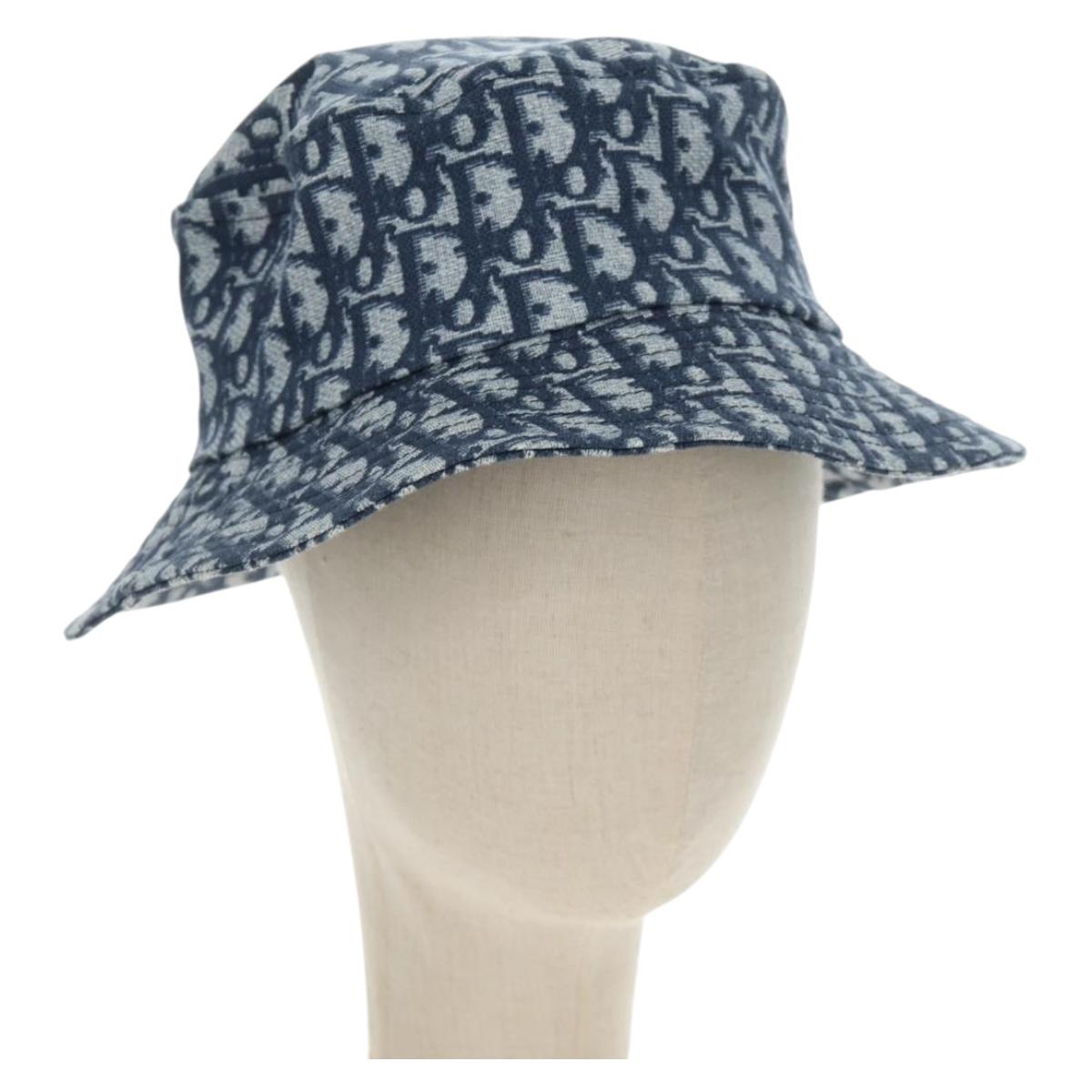 Christian Dior Trotter Canvas Bucket Hat 58 Blue Auth 185817M