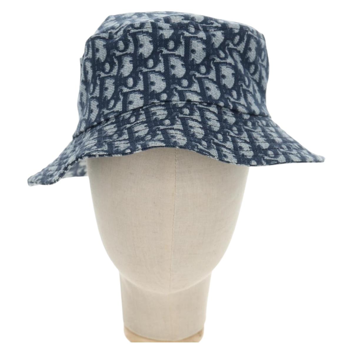 Christian Dior Trotter Canvas Bucket Hat 58 Blue Auth 185817M