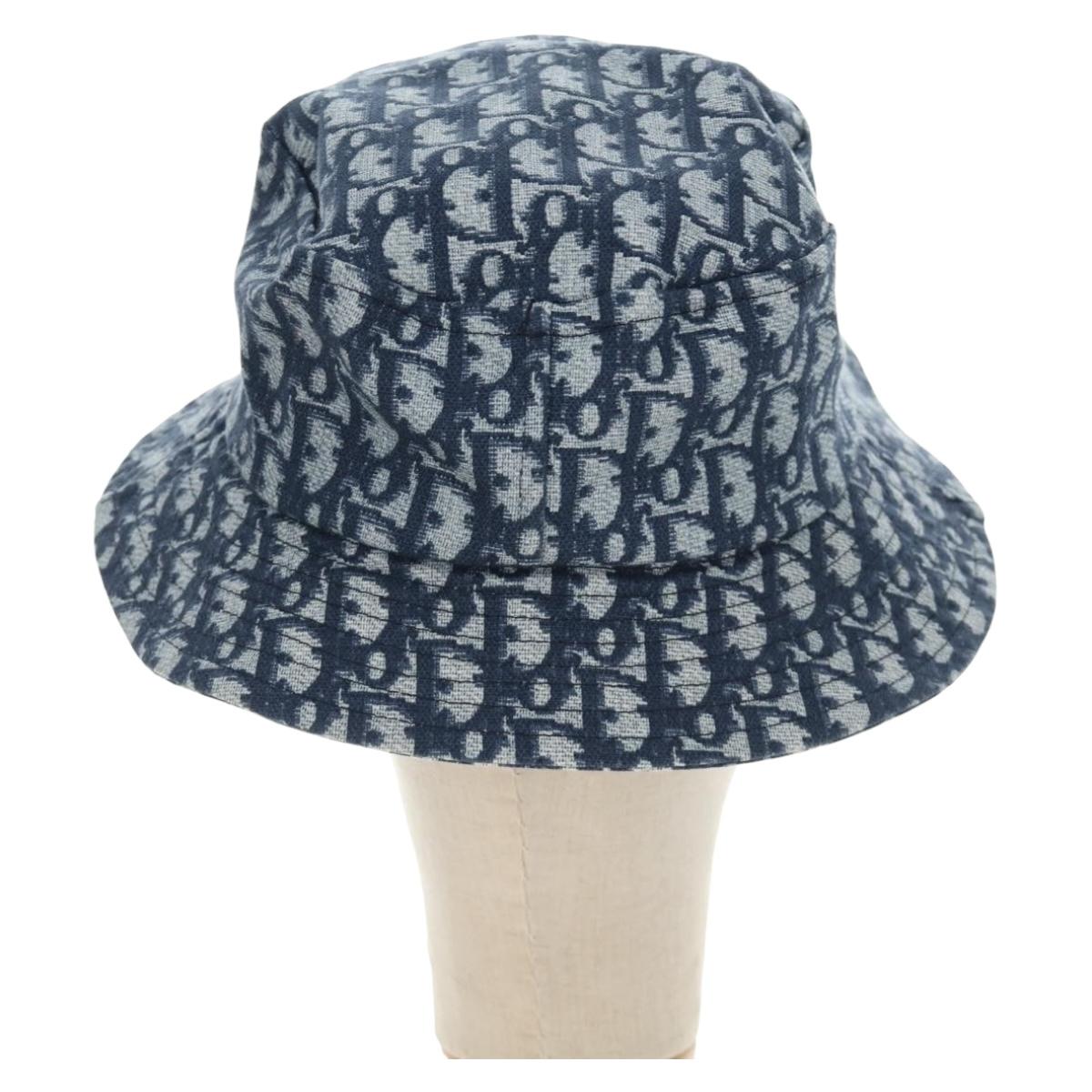Christian Dior Trotter Canvas Bucket Hat 58 Blue Auth 185817M