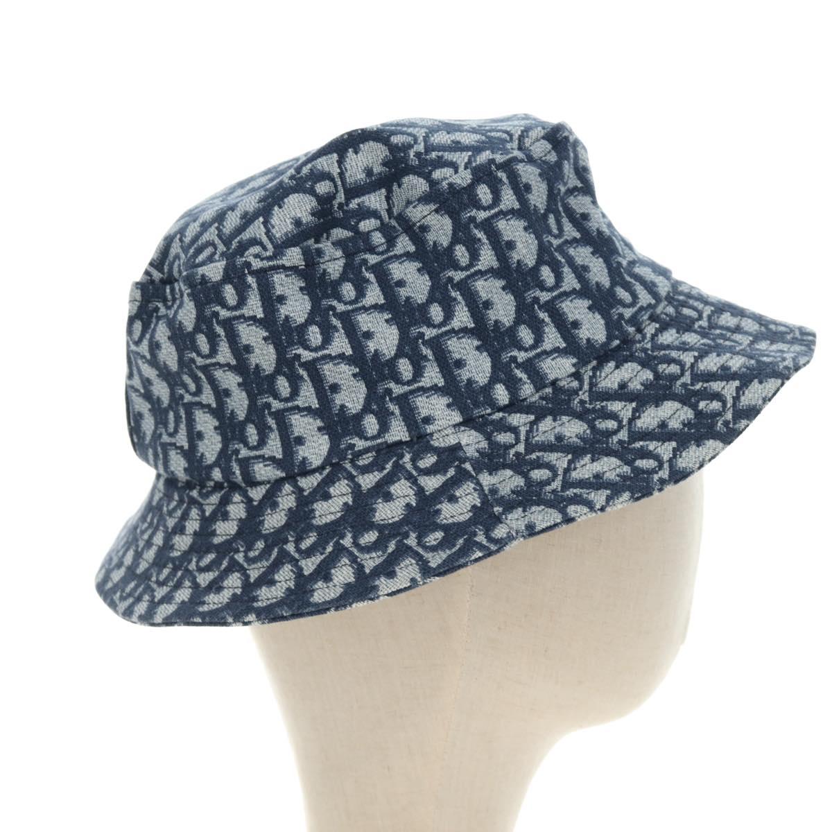 Christian Dior Trotter Canvas Bucket Hat 58 Blue Auth 185817M