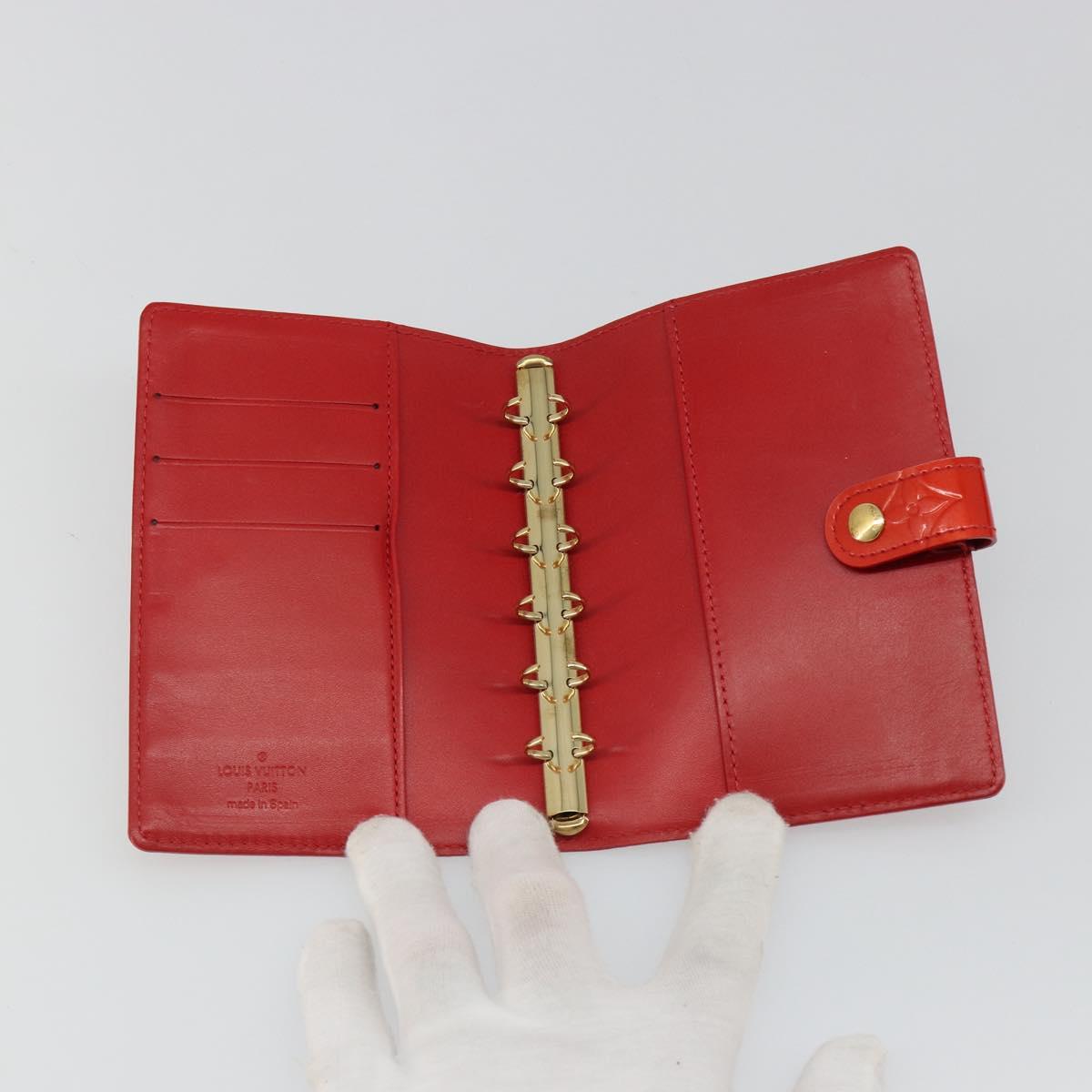 LOUIS VUITTON Vernis Agenda PM Day Planner Cover Red R21016 Auth 185818A