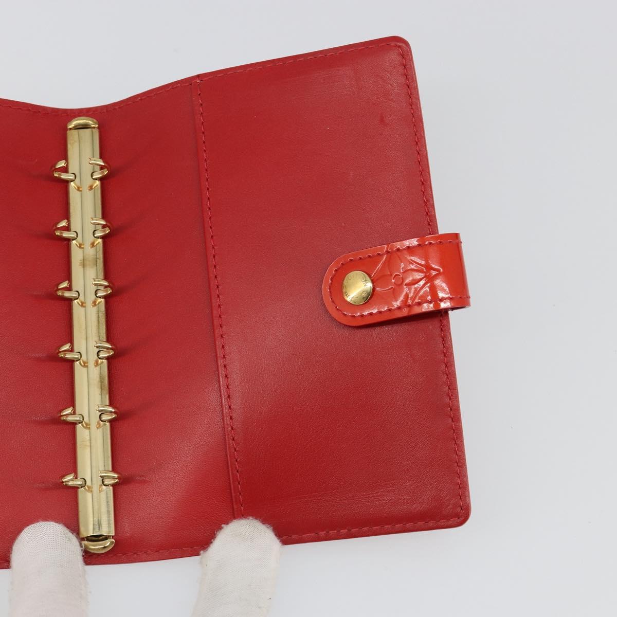 LOUIS VUITTON Vernis Agenda PM Day Planner Cover Red R21016 Auth 185818A