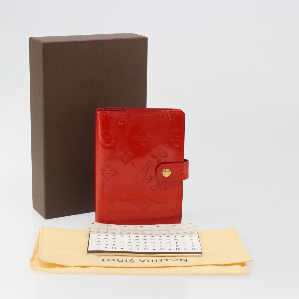 LOUIS VUITTON Vernis Agenda PM Day Planner Cover Red R21016 Auth 185818A