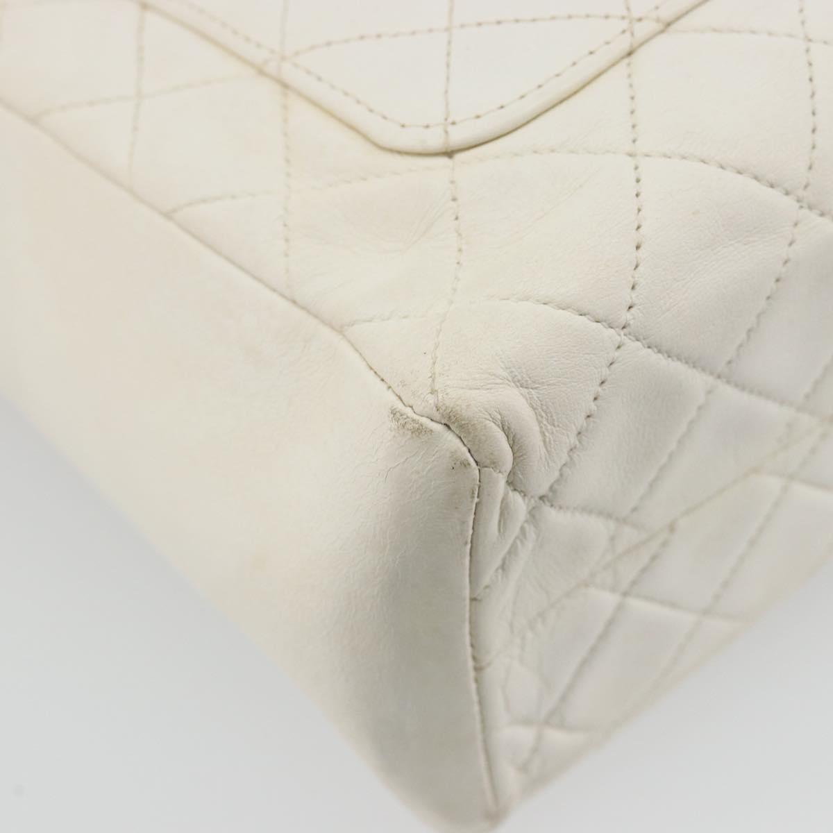 CHANEL Matelasse Hand Bag Canvas White Gold CC Auth 185821A