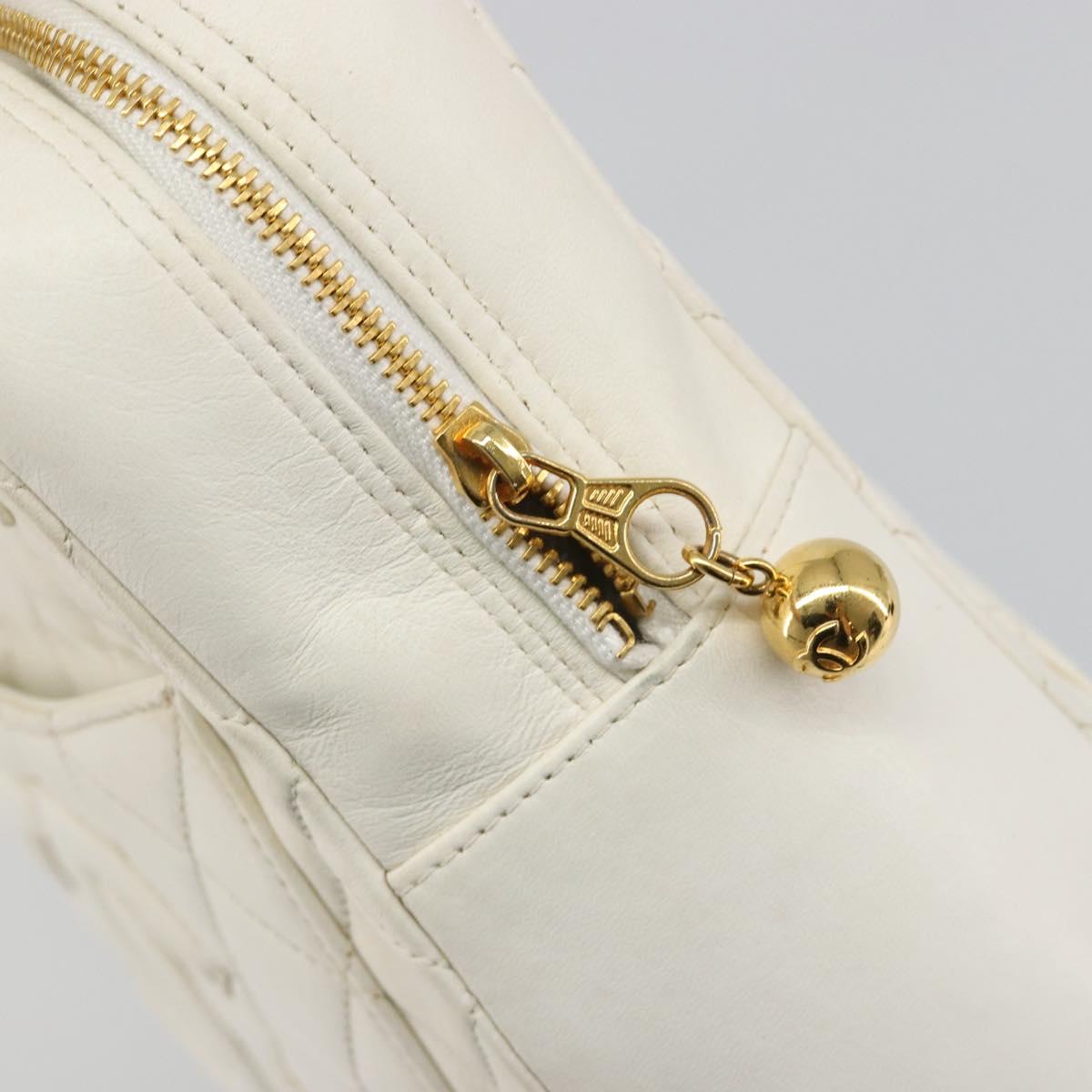CHANEL Matelasse Hand Bag Canvas White Gold CC Auth 185821A