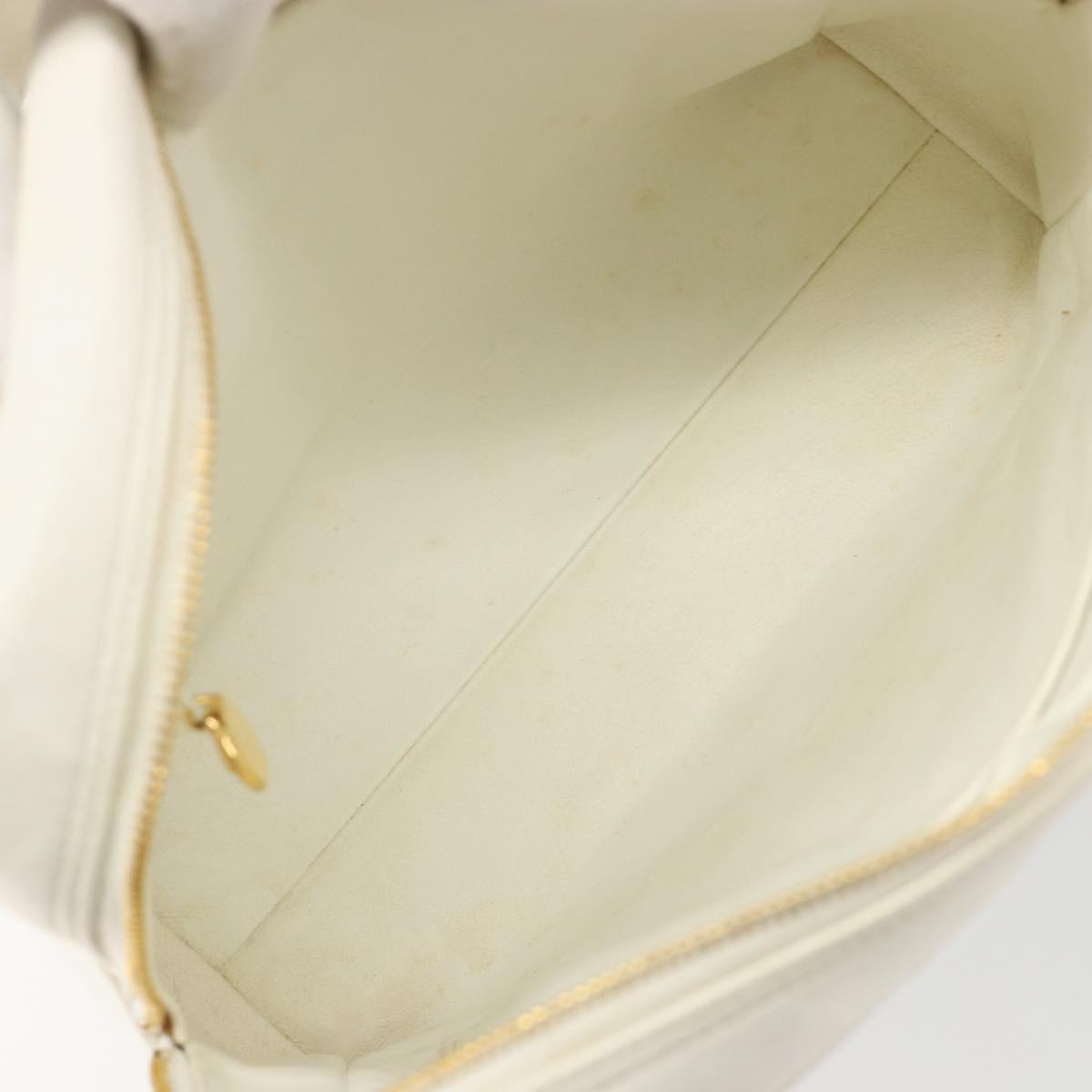 CHANEL Matelasse Hand Bag Canvas White Gold CC Auth 185821A