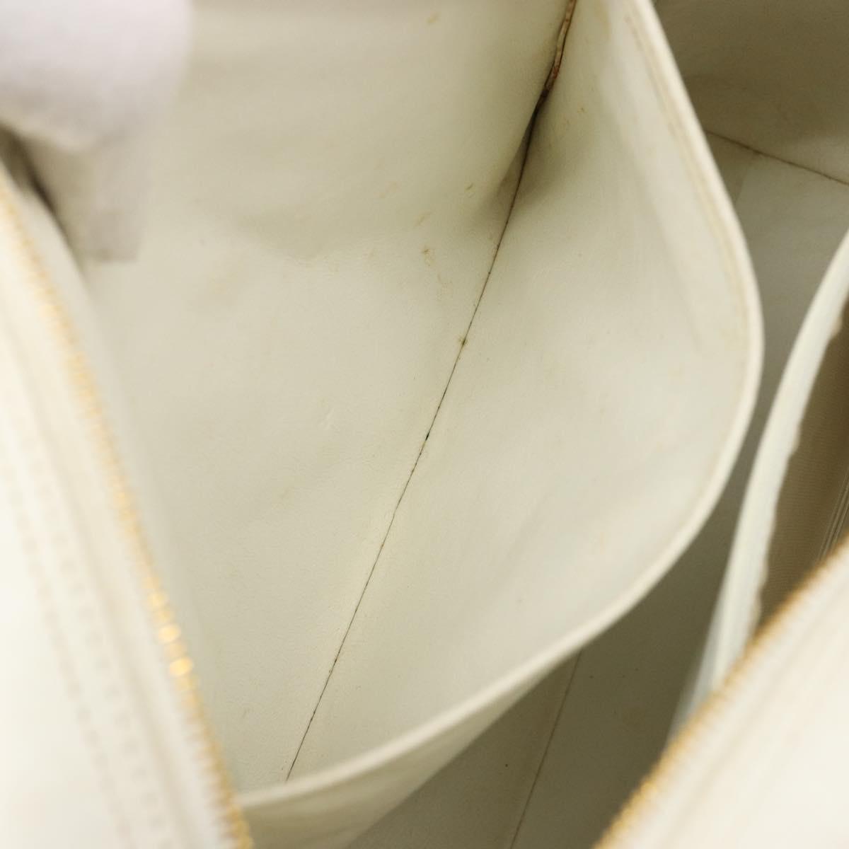 CHANEL Matelasse Hand Bag Canvas White Gold CC Auth 185821A