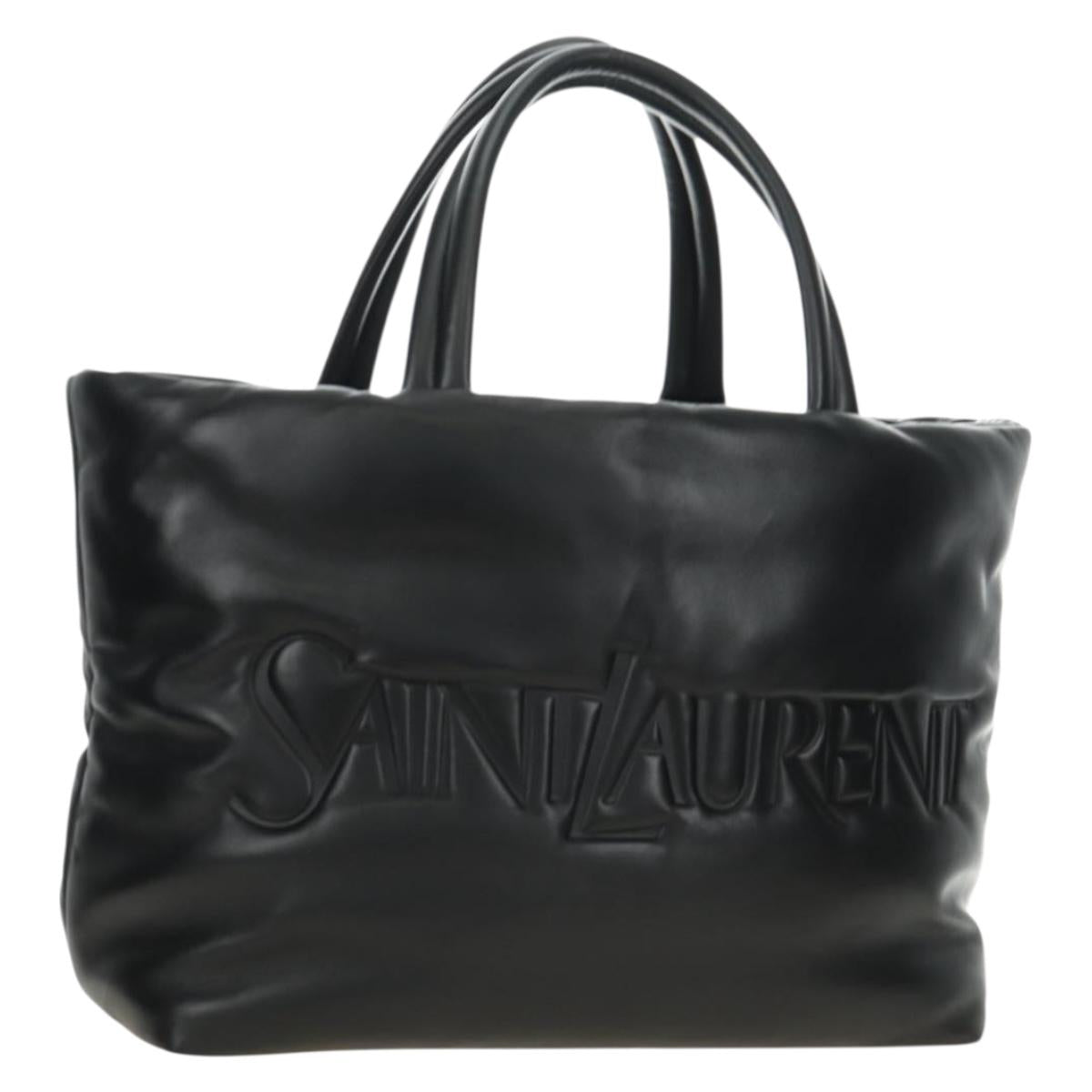 SAINT LAURENT Tote Bag Lamb Skin Black Auth 185833SM