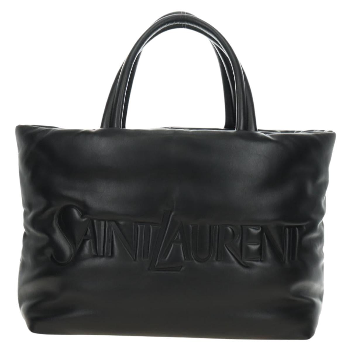 SAINT LAURENT Tote Bag Lamb Skin Black Auth 185833SM