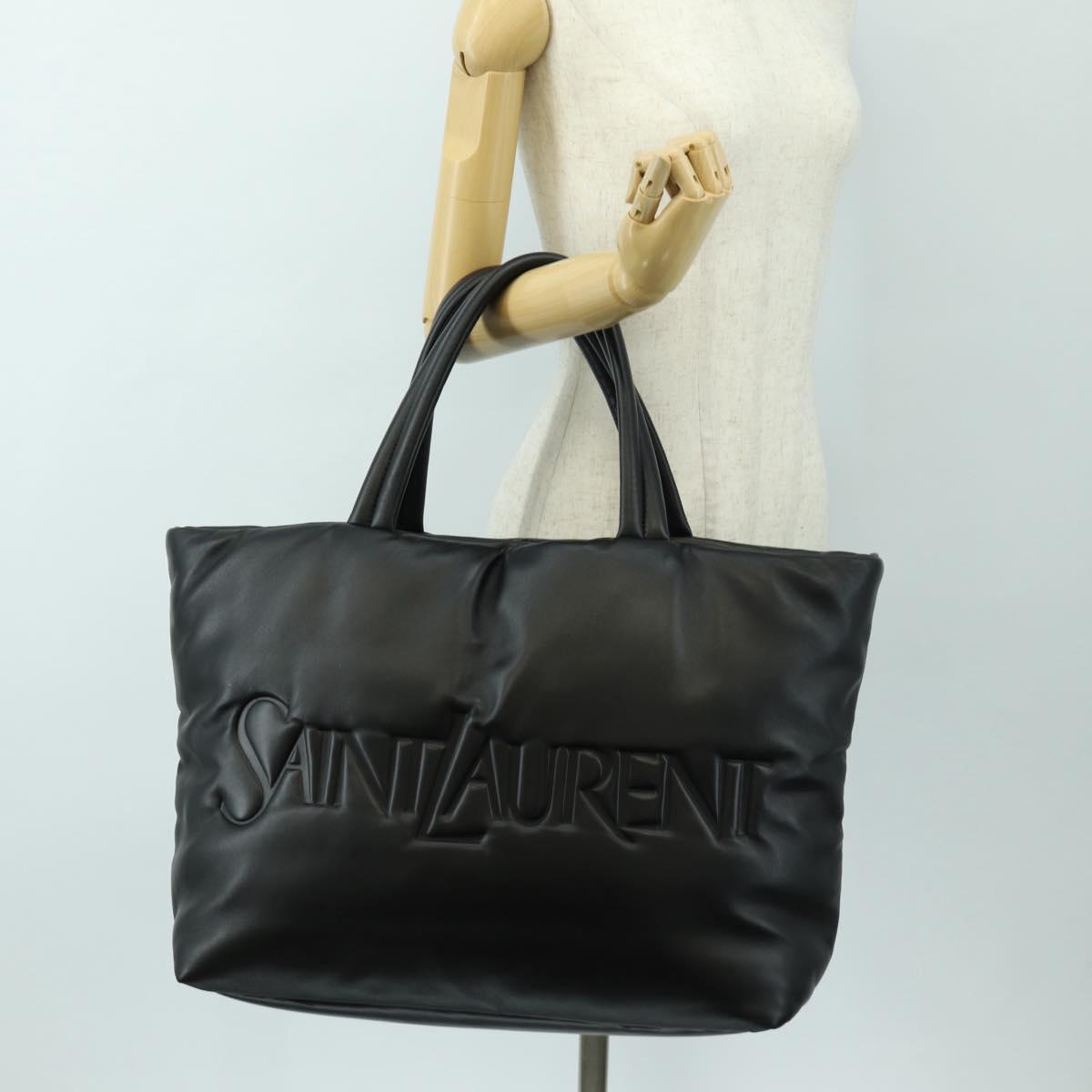 SAINT LAURENT Tote Bag Lamb Skin Black Auth 185833SM
