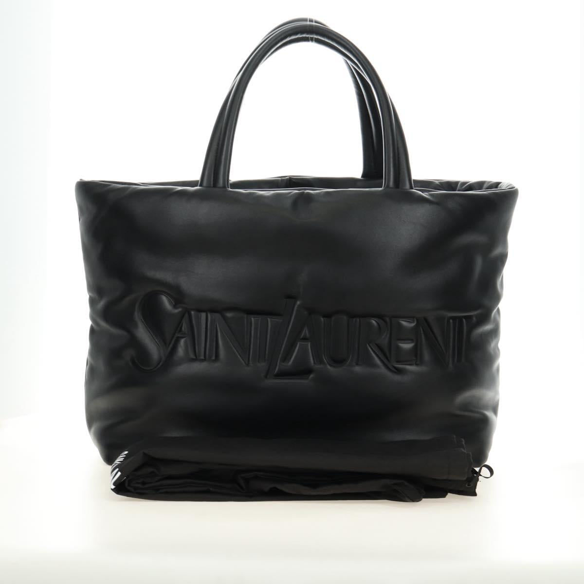 SAINT LAURENT Tote Bag Lamb Skin Black Auth 185833SM