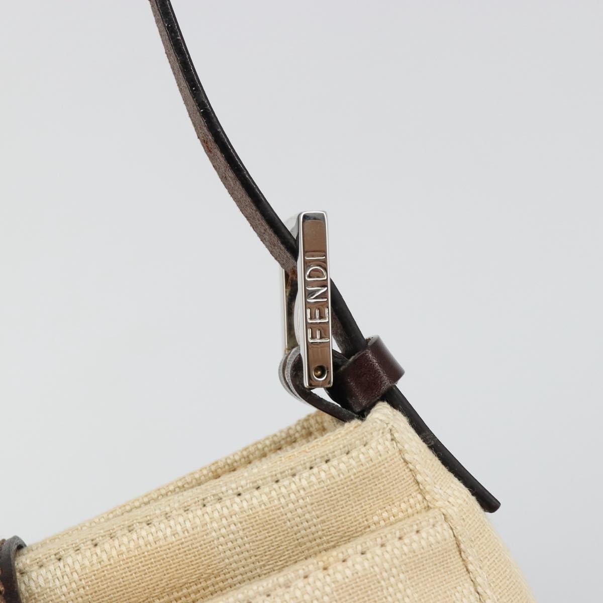 FENDI Zucca Canvas Mamma Baguette Shoulder Bag Ivory Silver Auth 185836V
