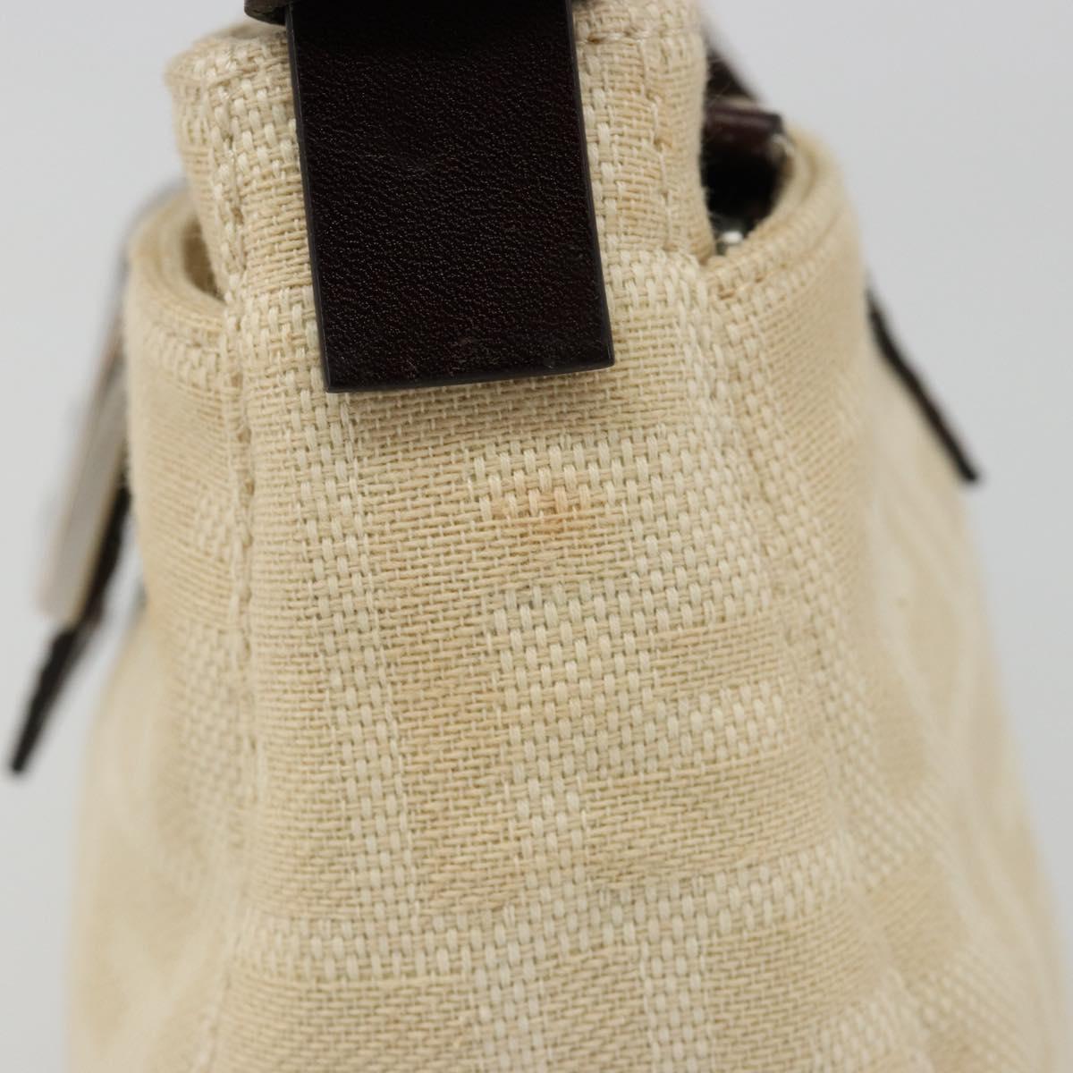 FENDI Zucca Canvas Mamma Baguette Shoulder Bag Ivory Silver Auth 185836V