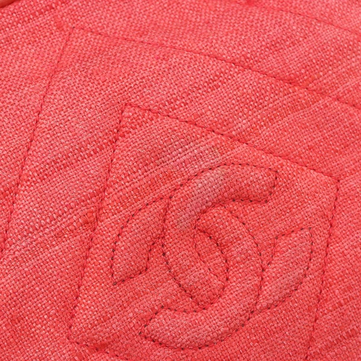 CHANEL Chain Shoulder Bag Canvas Red Gold CC Auth 185838A