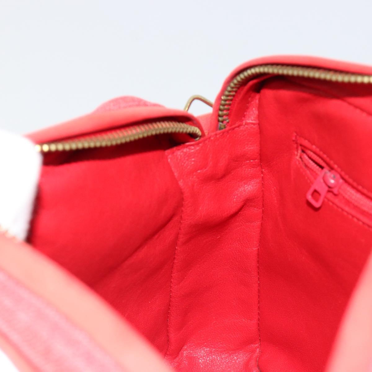 CHANEL Chain Shoulder Bag Canvas Red Gold CC Auth 185838A