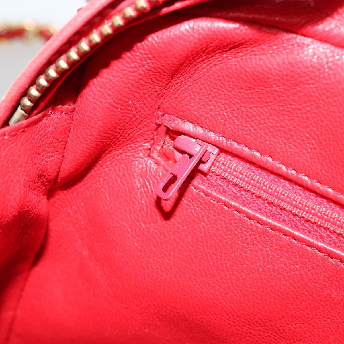 CHANEL Chain Shoulder Bag Canvas Red Gold CC Auth 185838A
