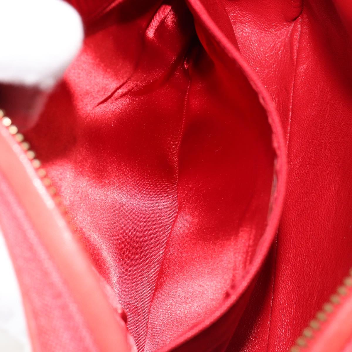 CHANEL Chain Shoulder Bag Canvas Red Gold CC Auth 185838A