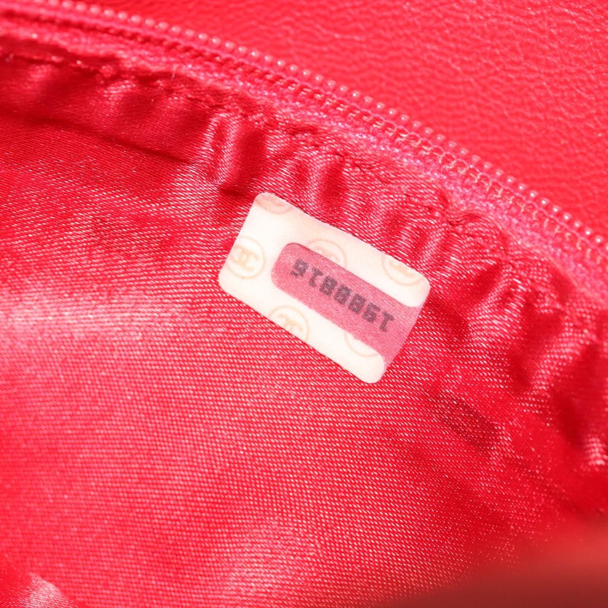 CHANEL Chain Shoulder Bag Canvas Red Gold CC Auth 185838A