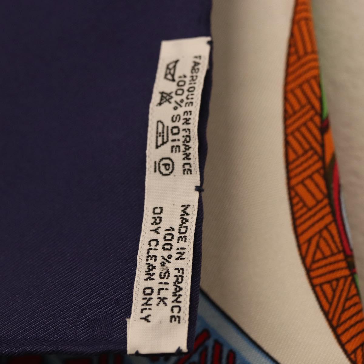 HERMES Carre 90 Scarf ""ART des STEPPES"" Silk Navy Auth 185839