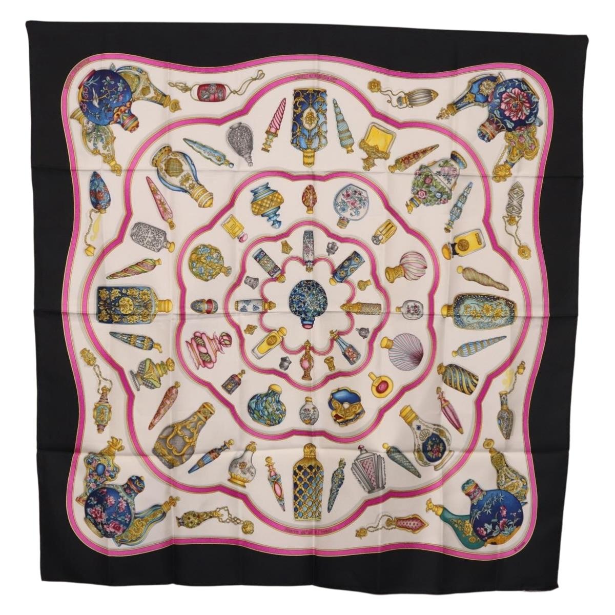 HERMES Carre 90 Scarf ""Pourvu qu'on oit l'ivresse..."" Silk Black Auth 185840