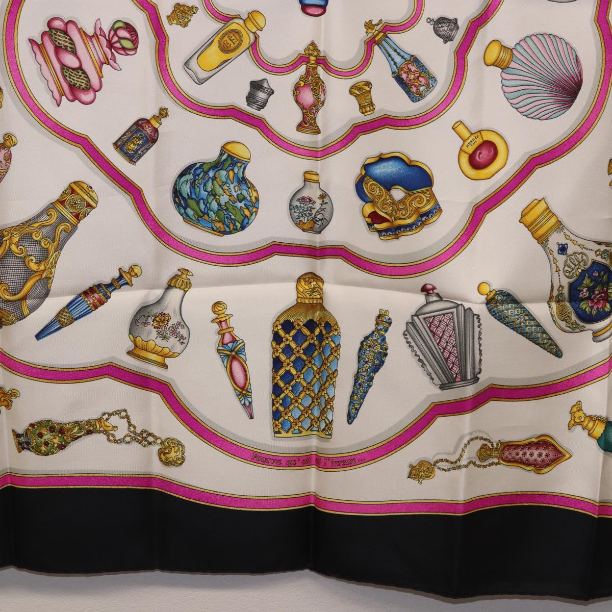 HERMES Carre 90 Scarf ""Pourvu qu'on oit l'ivresse..."" Silk Black Auth 185840