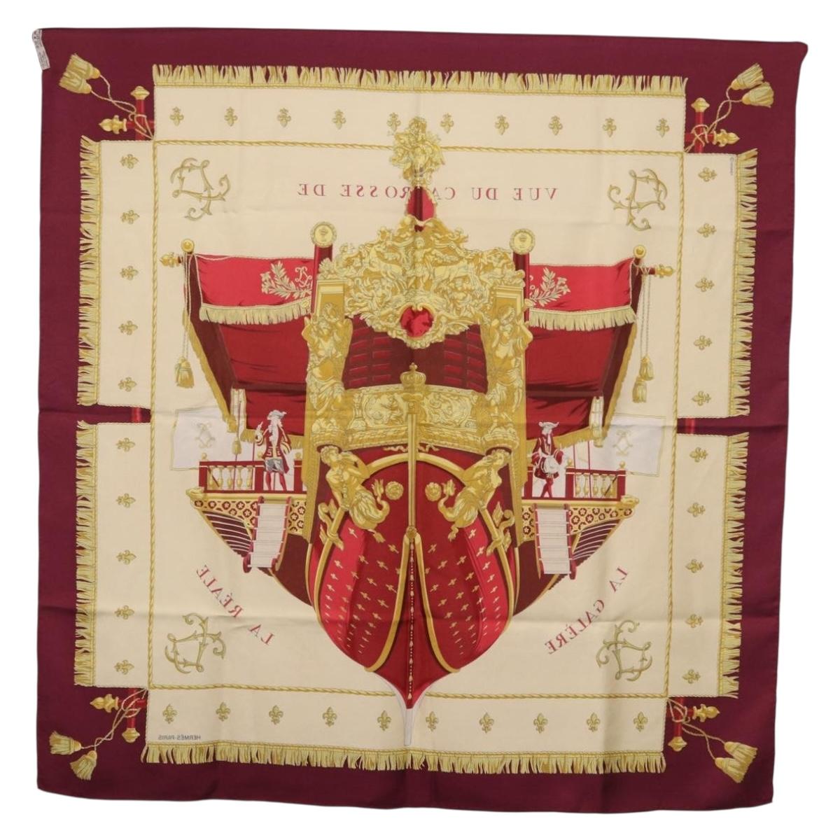 HERMES Carre 90 Scarf ""VUE DU CARROSSE DE LA GALERE LA REALE"" Silk Auth 185841