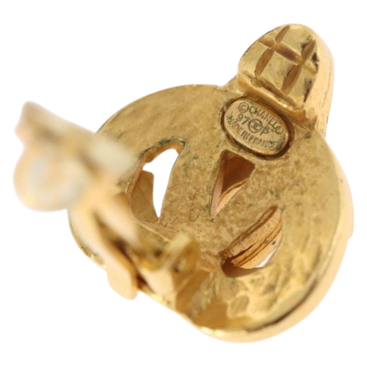CHANEL Earring metal Gold CC Auth 185843M